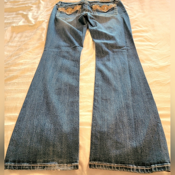 Miss Me Western Chloe Boot Medium Wash Jeans With Embellished Turquoise Accents - Picture 11 of 11